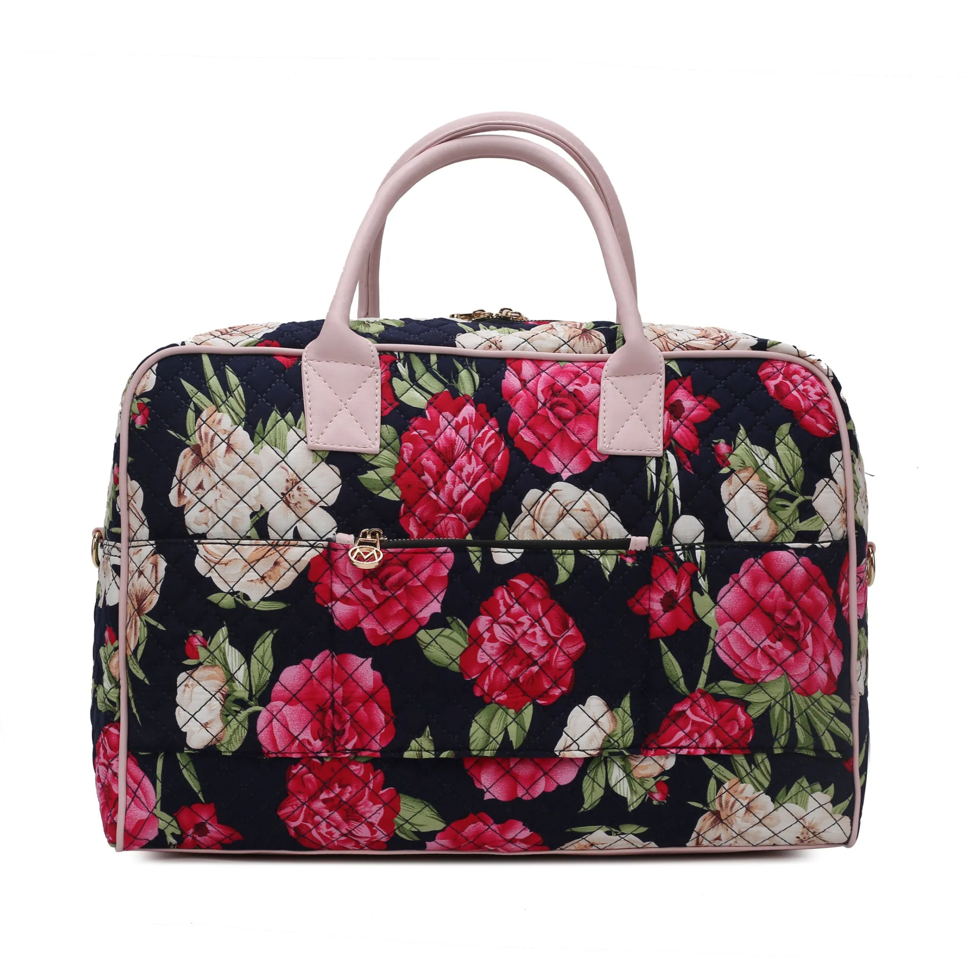 MKF Collection Jayla Quilted Cotton Botanical Pattern Women Duffle Bag by Mia k