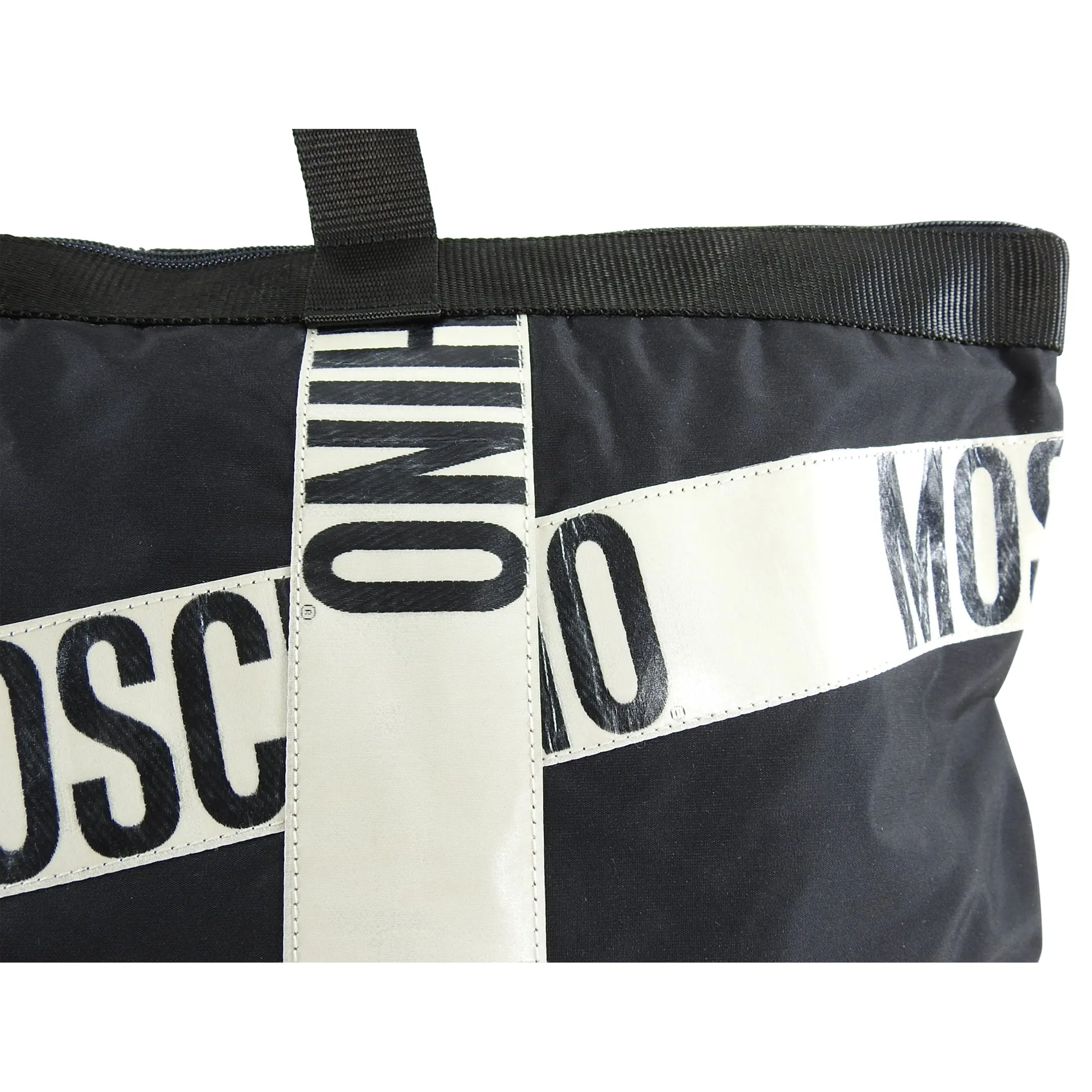 Moschino Vintage 1990's Logo Monogram Large Nylon Tote Bag