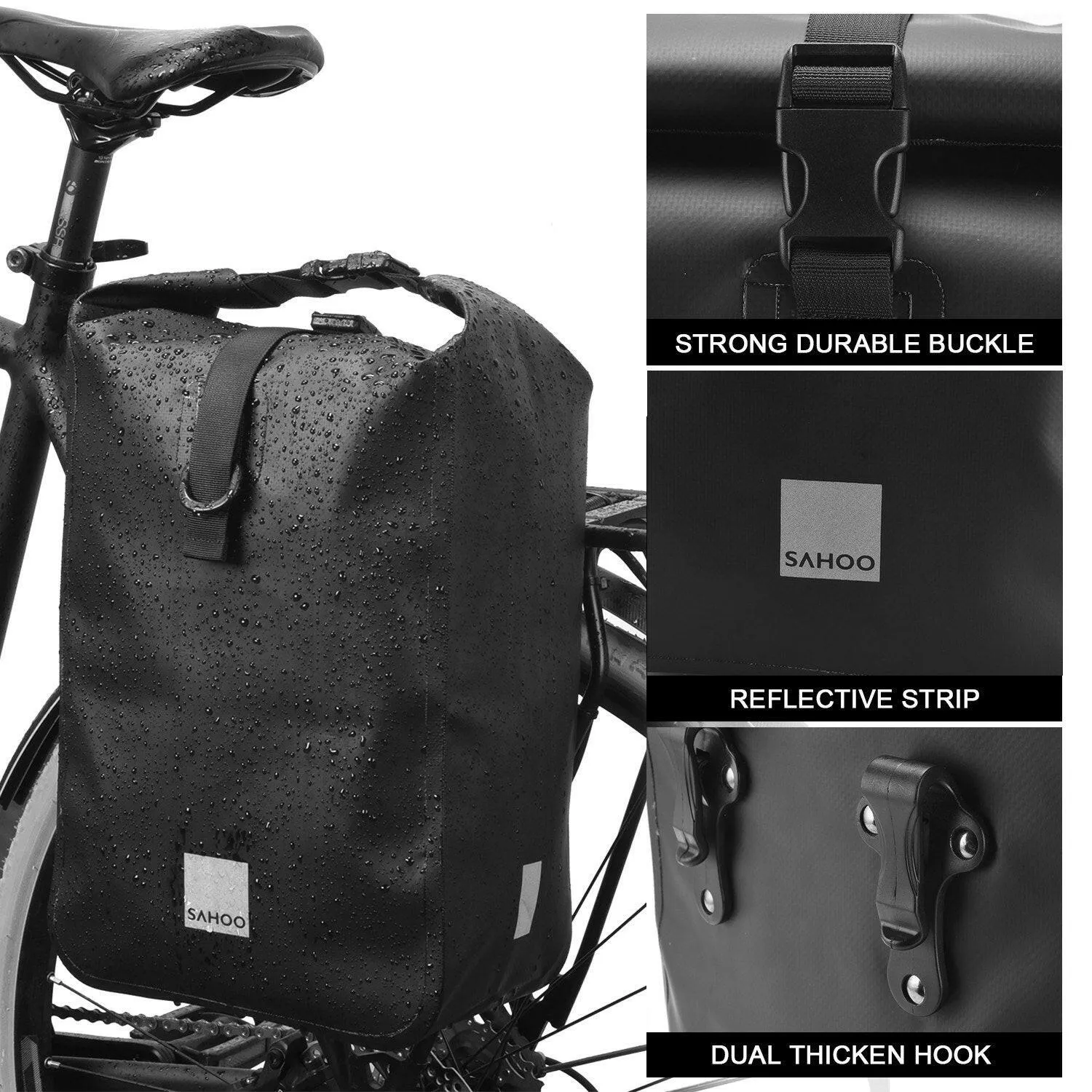 Multifunctional Cycling Bicycle Bike Rear Seat Trunk Bag Large Capacity Outdoor Sports Pouch Rack Panniers Shoulder Handbag Reflective Rear Bag MTB Road Bike Bag Waterproof  Bicycle Storage Bag  Bike Accessories