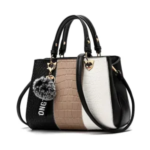 Newposs Bold Patchwork Tote: Textured Elegance