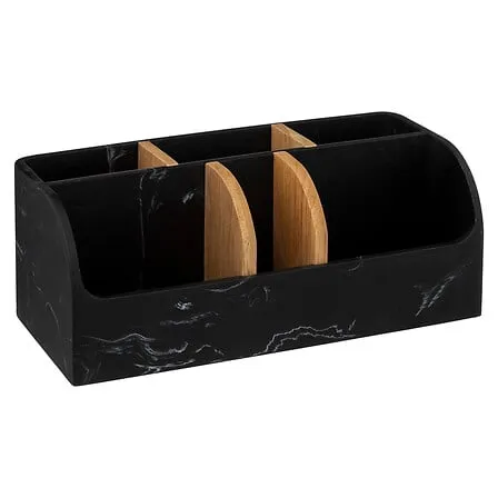 Organizer bagno a 6 scomparti effetto marmo nero | Rohome