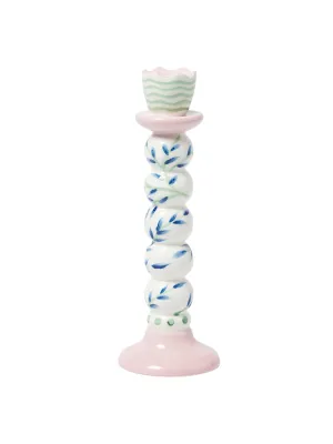 Pink ceramic candlestick holder