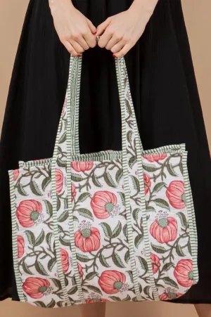 Poppy Printed Quilted Tote