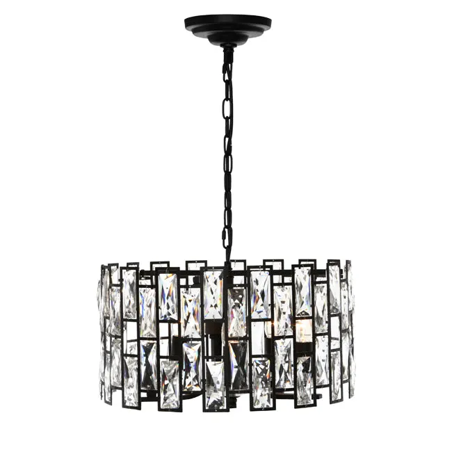 Porsha 5 Light Black with Crystal Modern Pendant