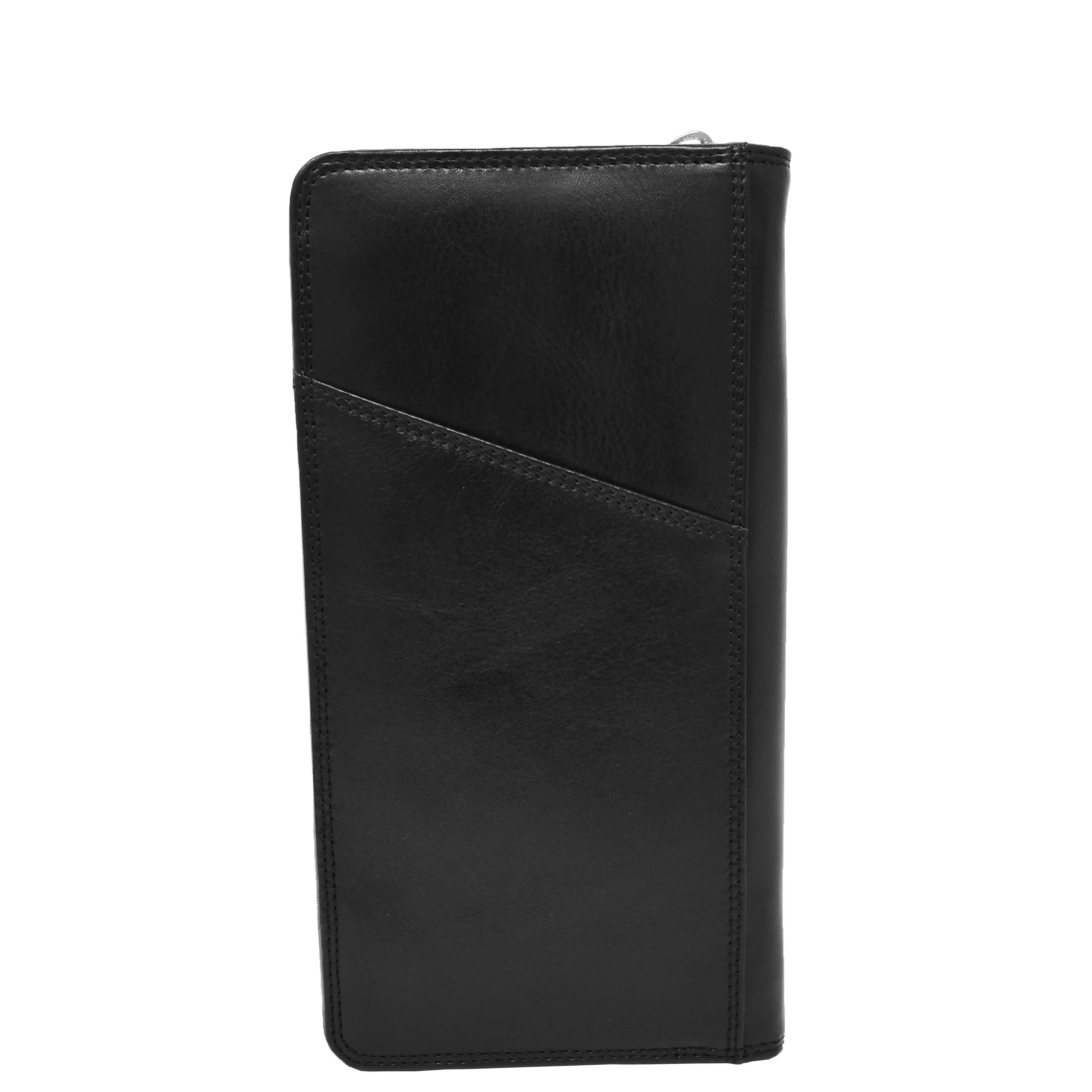 Real Italian Leather Travel Passport Wallet Boarding Pass Clutch Purse AVM10 Black