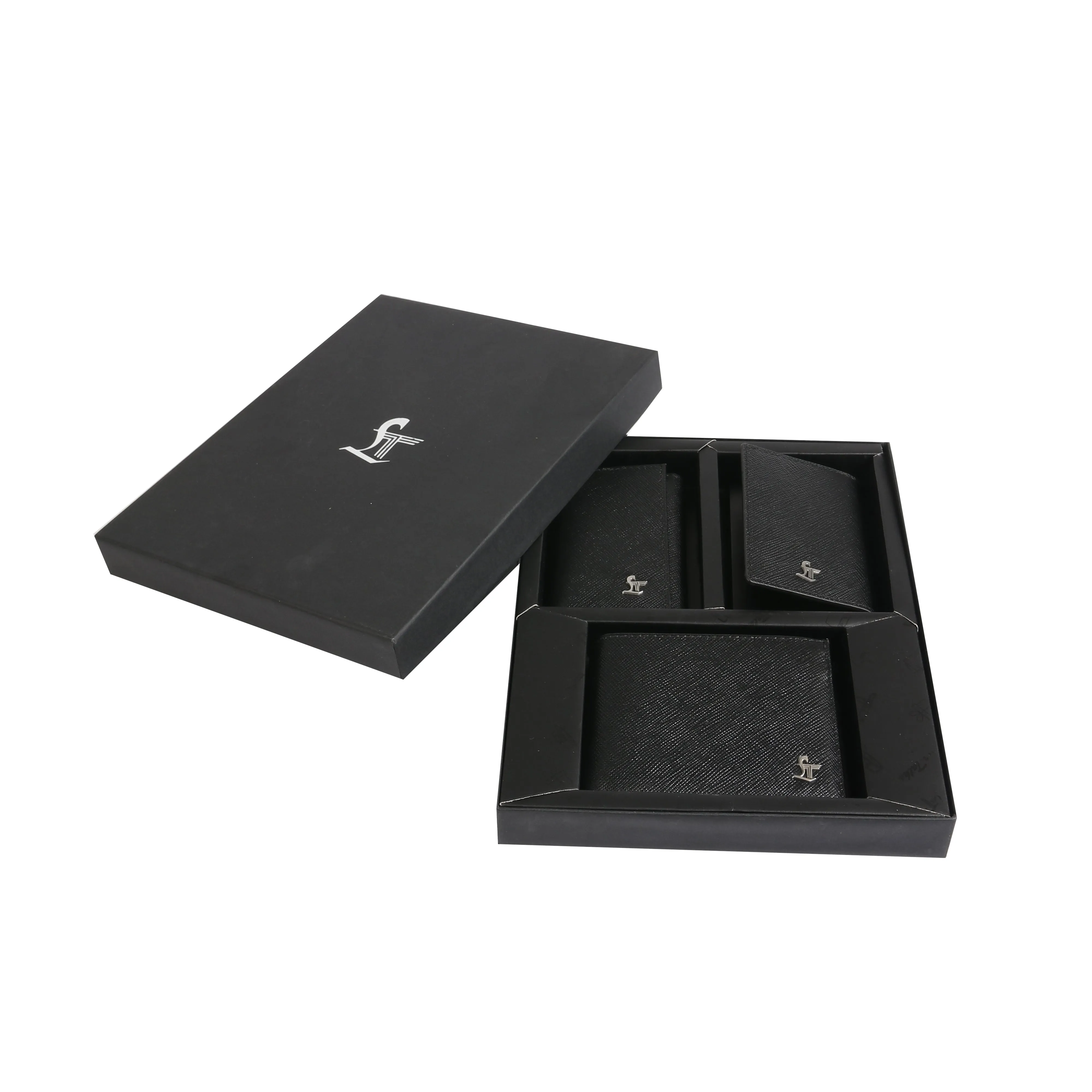 Set of III Gift Set -Men's Wallet, Card Case, Key Pouch | Premium Leather Accessories | Color: Black