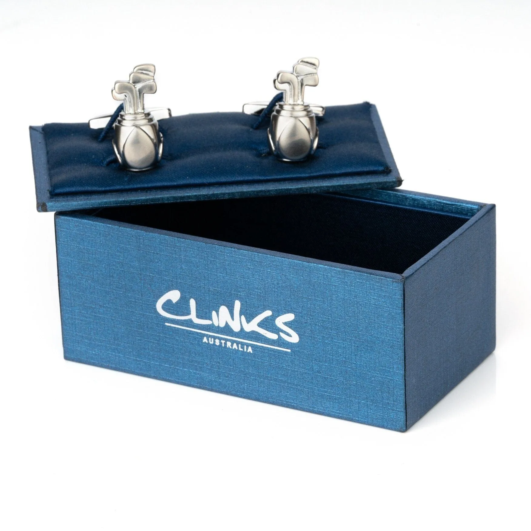 Silver Golf Bag with Clubs Cufflinks