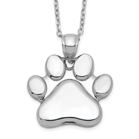 Sterling Silver Paw Print Ash Holder 18" Necklace