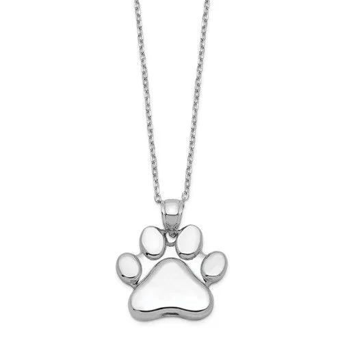 Sterling Silver Paw Print Ash Holder 18" Necklace