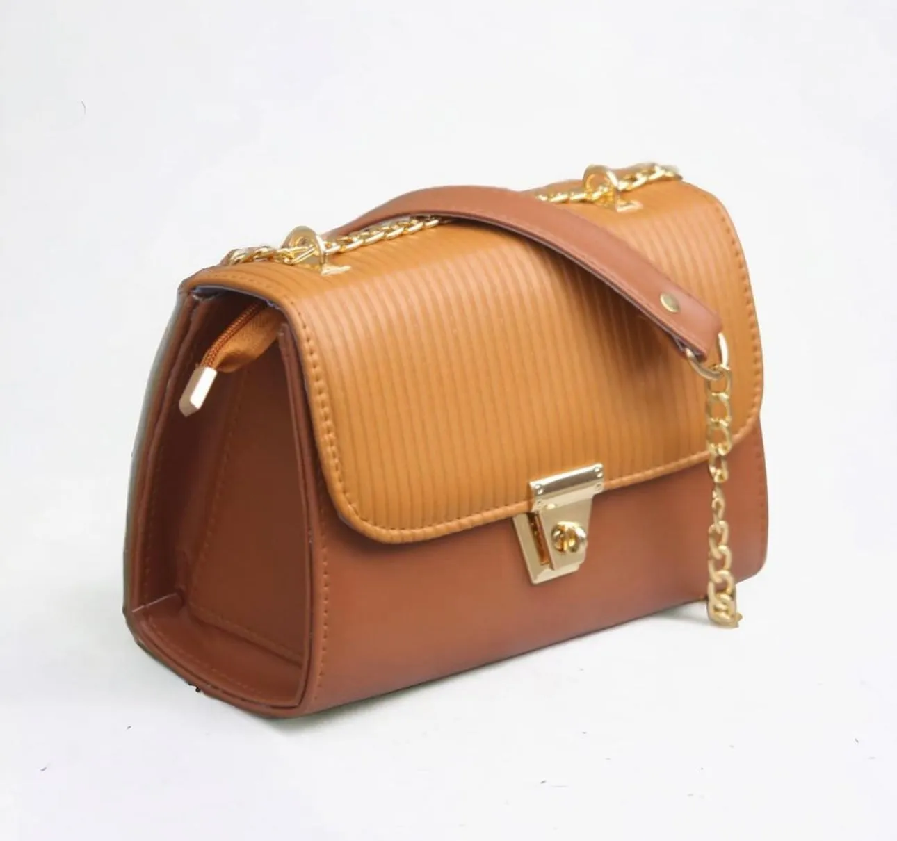 Stylish PU Leather Handbag with a partition pocket, perfect for organizing essentials.