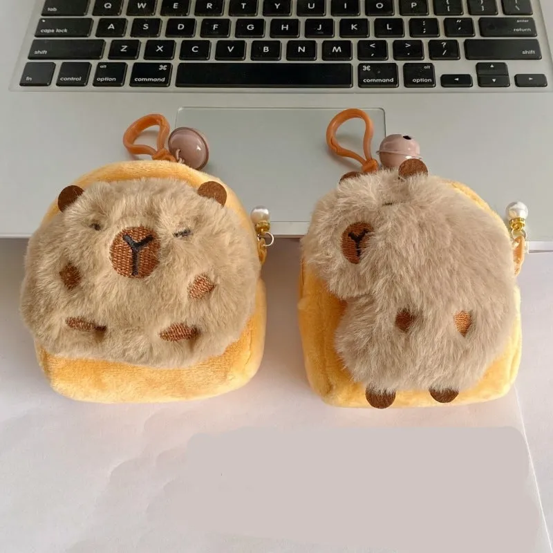 Wholesale Coin Purse Capybara Bag Pendant Keychain Storage Bag Student Children Plush Headphone Bag Gift