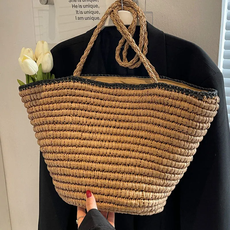 Woven Straw Tote Bag with Handle