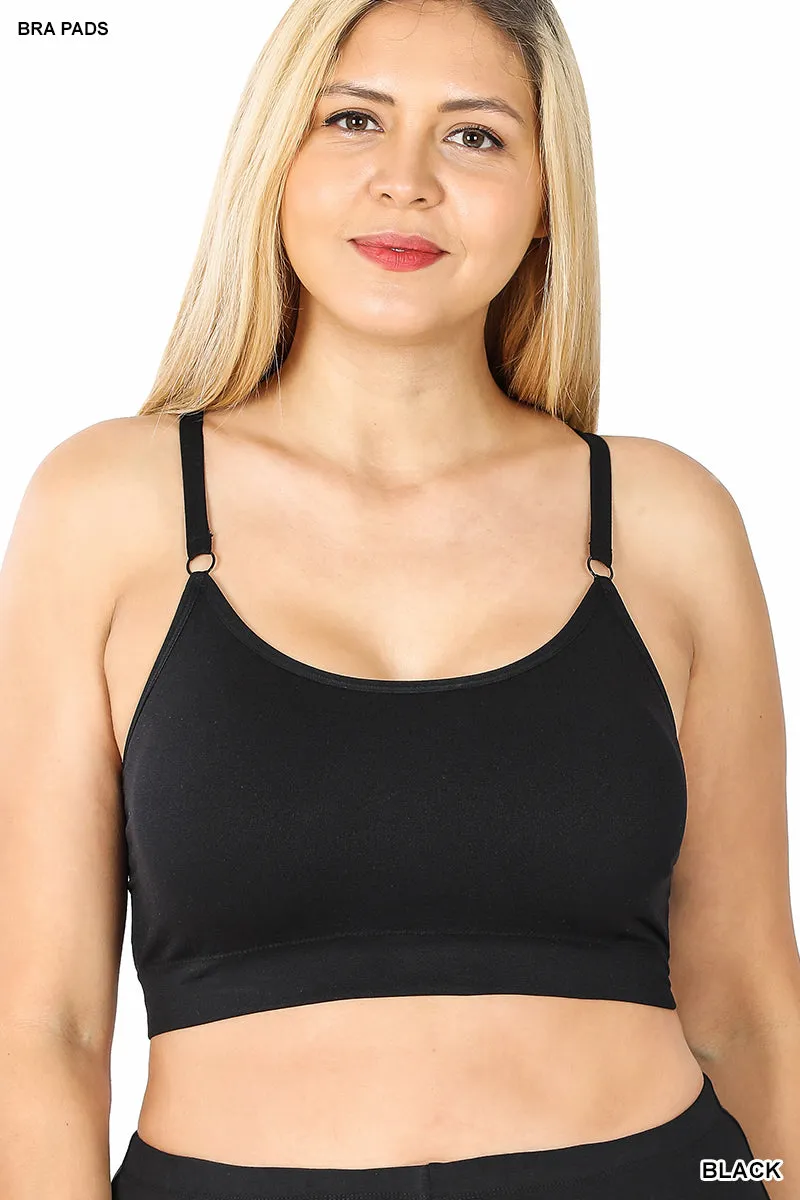 Zenana Cross Back Padded Seamless Bra with Adjustable Straps (Additional Colors Available)