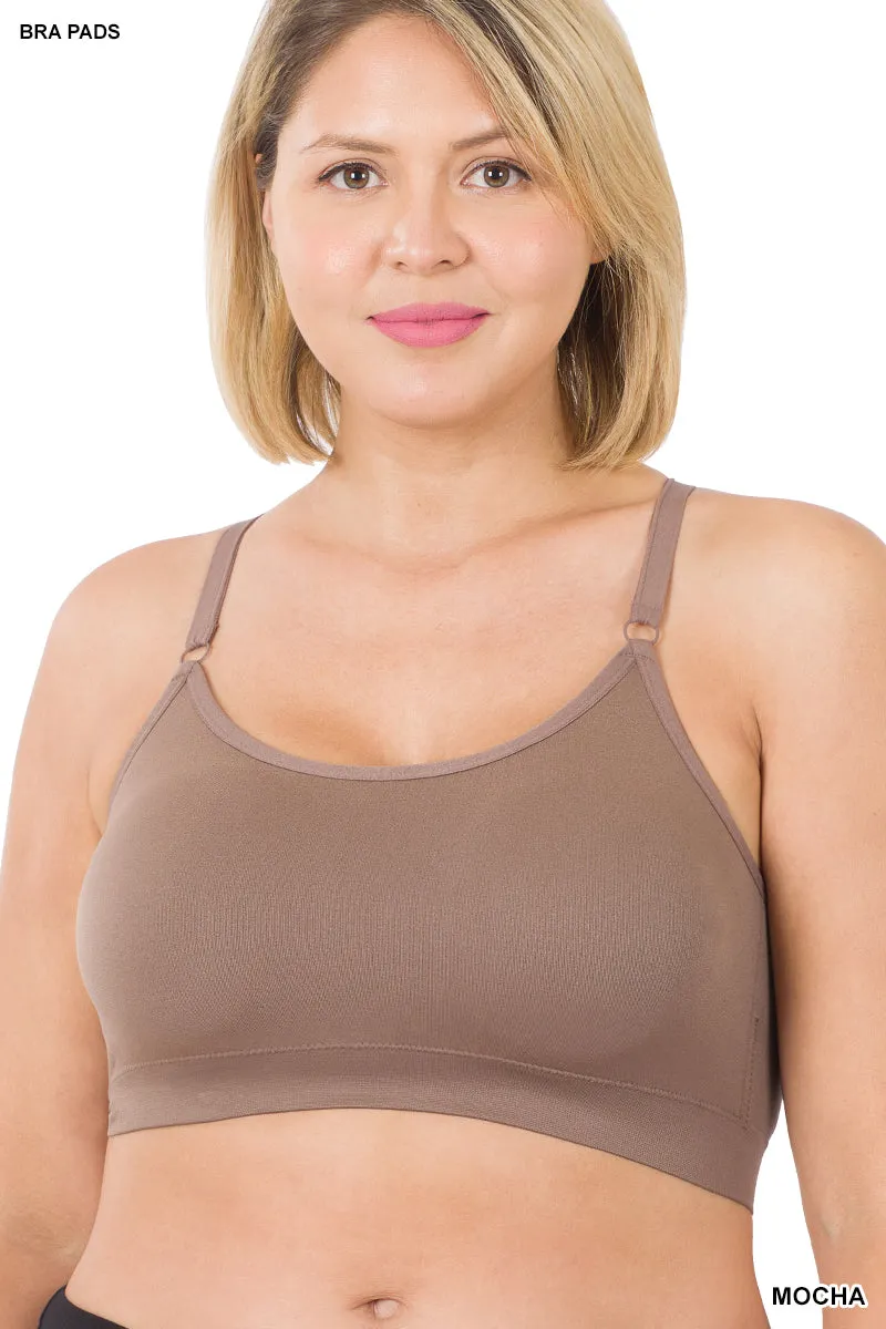 Zenana Cross Back Padded Seamless Bra with Adjustable Straps (Additional Colors Available)