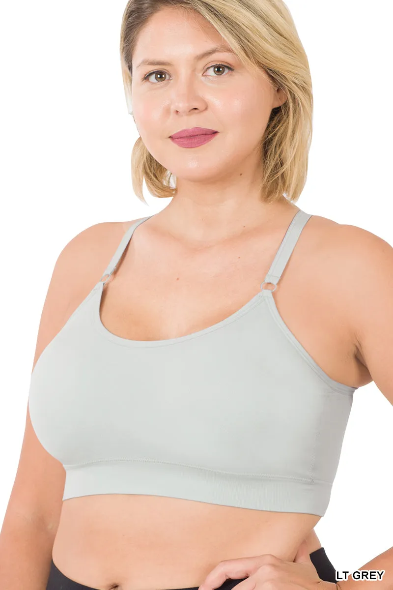 Zenana Cross Back Padded Seamless Bra with Adjustable Straps (Additional Colors Available)