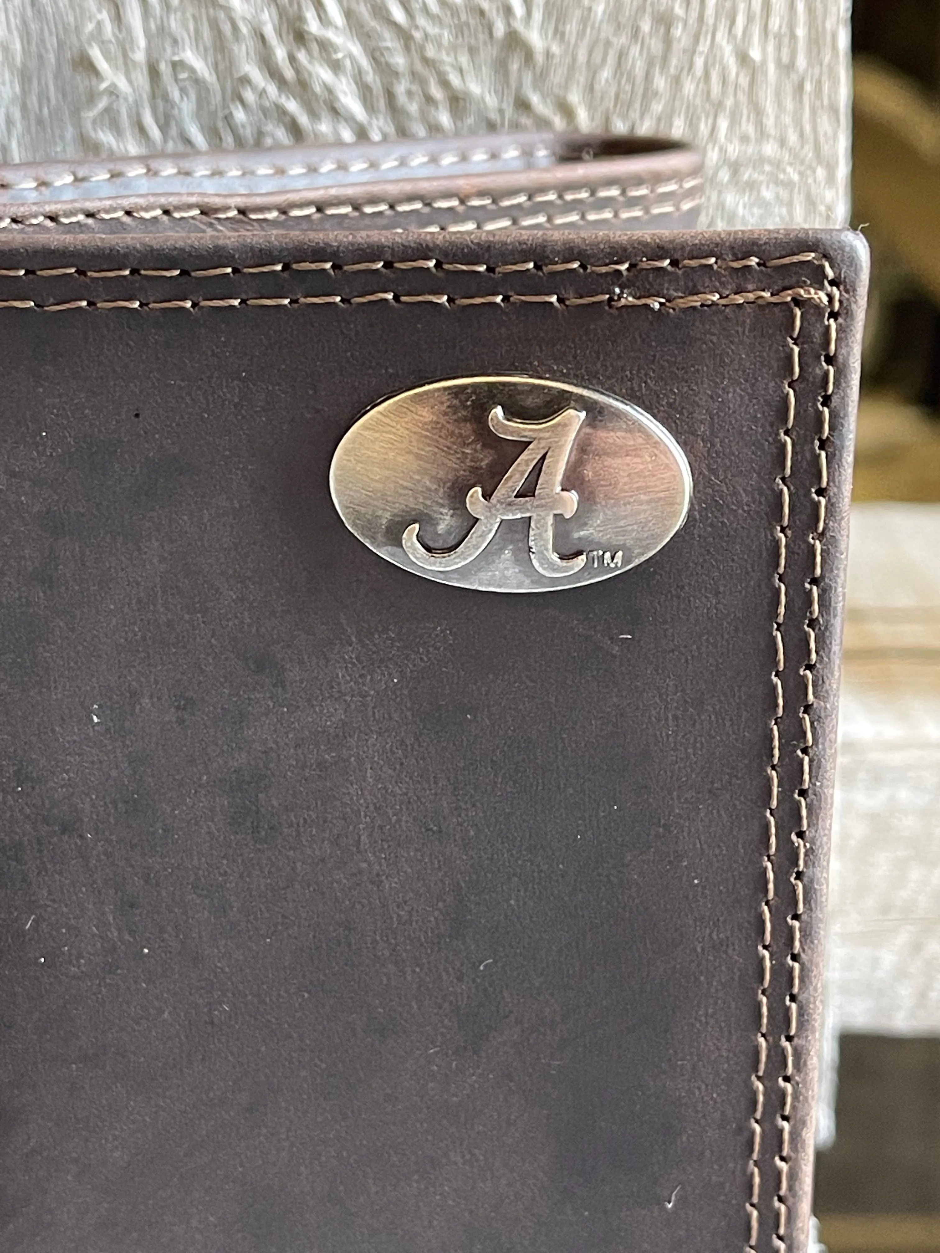 Zep-Pro IWT2CRZH-UAL University of Alabama Crimson Tide Brown “Crazy Horse” Leather Tri-fold Wallet